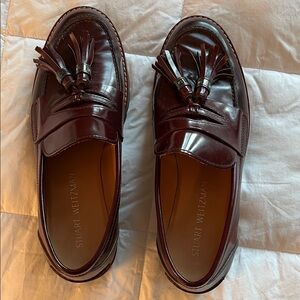 Stuart Weitzman Dark Red Tassel Loafers